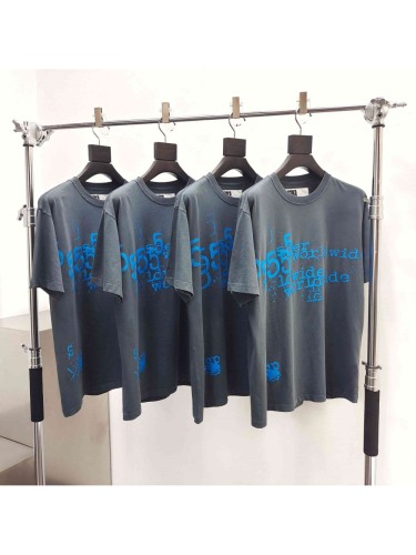 [Big & Tall for weights up to 220 lbs]1:1 quality version Blue Graffiti 555 Letter Print Tee 29332579