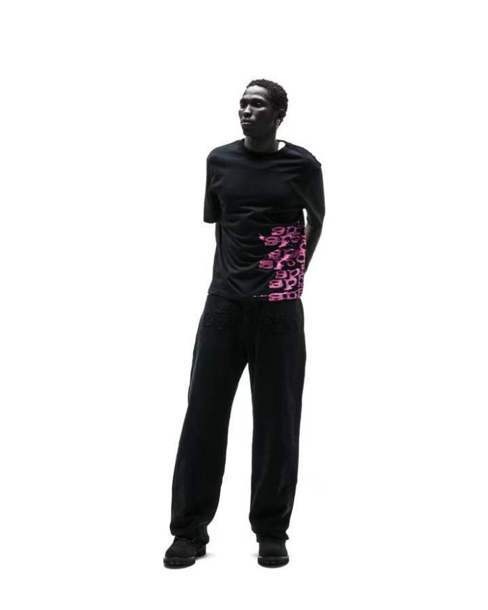 [Big & Tall for weights up to 220 lbs]1:1 quality version Side Graffiti Pink Letter Print Tee 29332578