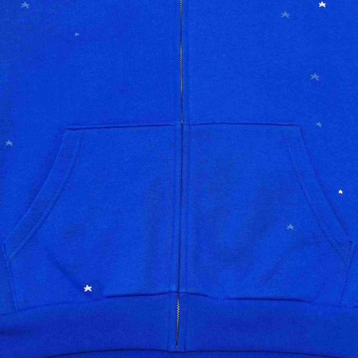 [Big & Tall for weights up to 220 lbs]1:1 quality version Graffiti Five Pointed Star Blue Mesh Zipper Hoodie & Shorts Set 29332583