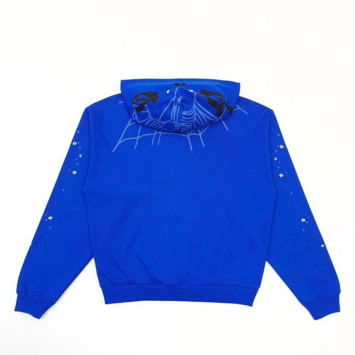 [Big & Tall for weights up to 220 lbs]1:1 quality version Graffiti Five Pointed Star Blue Mesh Zipper Hoodie & Shorts Set 29332583