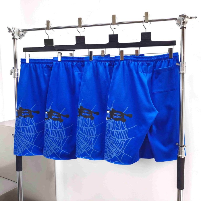 [Big & Tall for weights up to 220 lbs]1:1 quality version Graffiti Five Pointed Star Blue Mesh Zipper Hoodie & Shorts Set 29332583