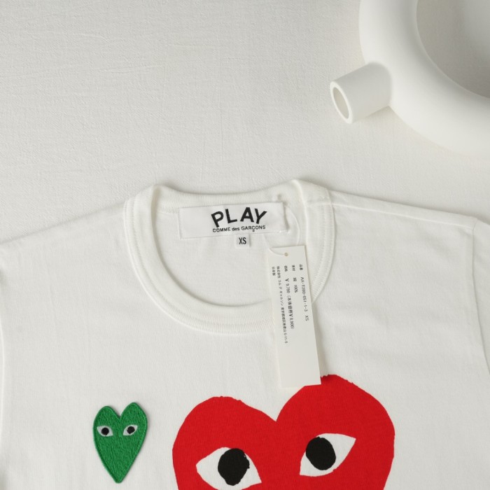 1:1 quality version Big Red Main Heart Green Red Black Tiny Heart Embroidery Print Double Play Slogan Tee 29332541