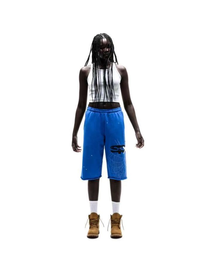 [Big & Tall for weights up to 220 lbs]1:1 quality version Graffiti Five Pointed Star Blue Mesh Zipper Hoodie & Shorts Set 29332583