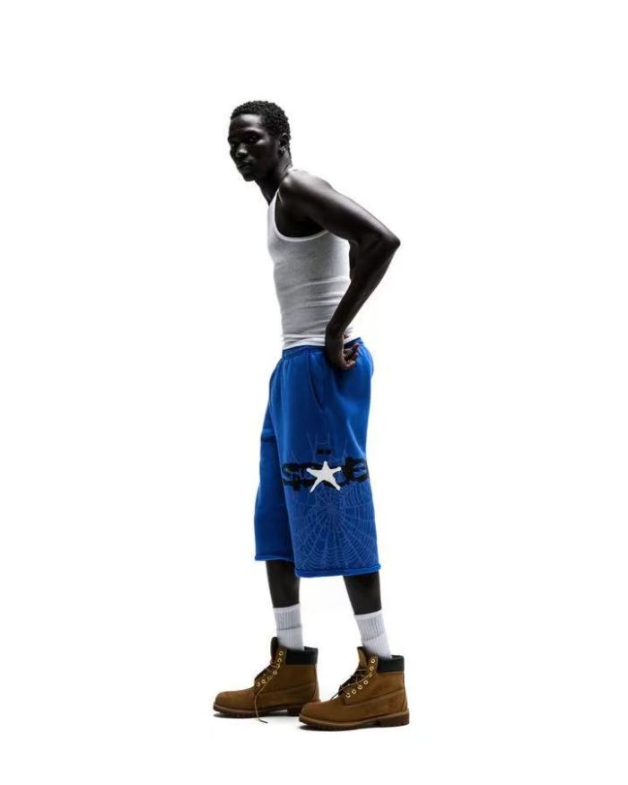 [Big & Tall for weights up to 220 lbs]1:1 quality version Graffiti Five Pointed Star Blue Mesh Zipper Hoodie & Shorts Set 29332583