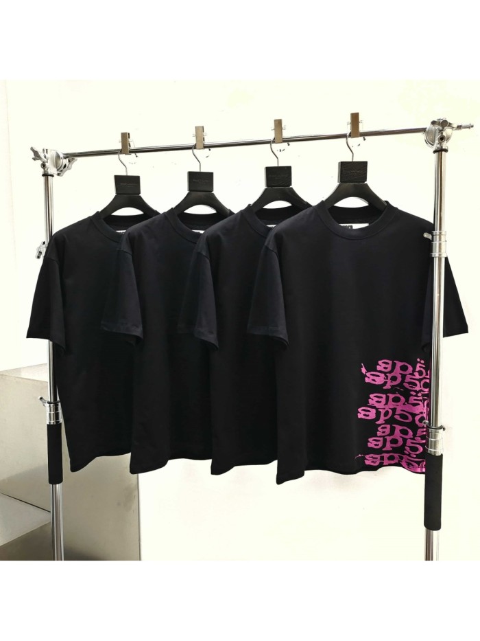 [Big & Tall for weights up to 220 lbs]1:1 quality version Side Graffiti Pink Letter Print Tee 29332578