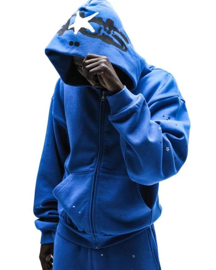 [Big & Tall for weights up to 220 lbs]1:1 quality version White NY Orange Mesh Blue Hoodie & Pants Set 29332584