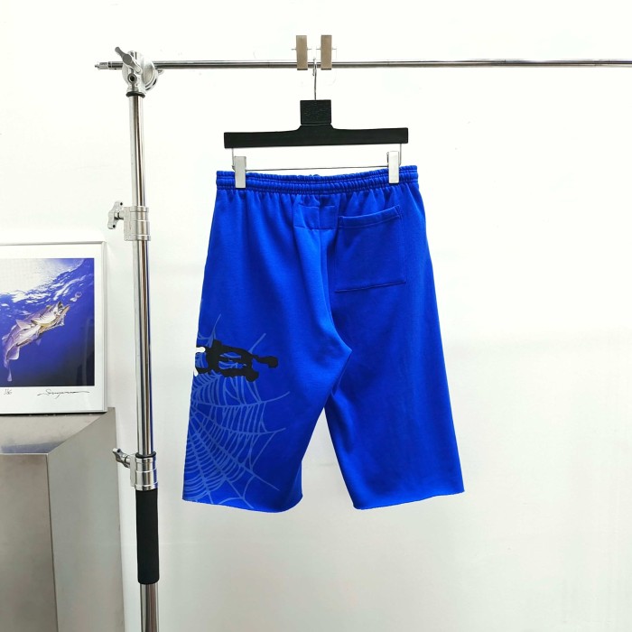 [Big & Tall for weights up to 220 lbs]1:1 quality version Graffiti Five Pointed Star Blue Mesh Zipper Hoodie & Shorts Set 29332583