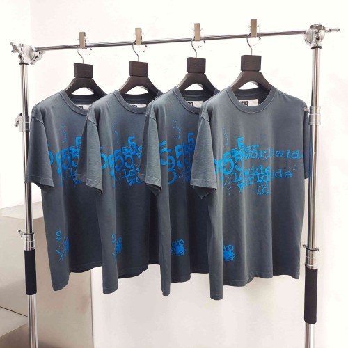 [Big & Tall for weights up to 220 lbs]1:1 quality version Blue Graffiti 555 Letter Print Tee 29332579