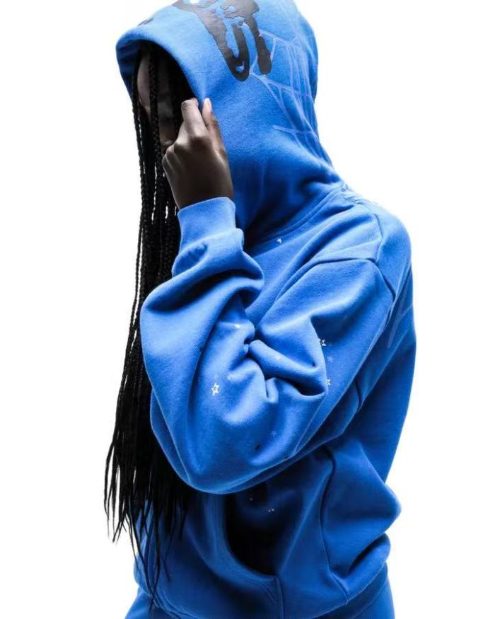 [Big & Tall for weights up to 220 lbs]1:1 quality version White NY Orange Mesh Blue Hoodie & Pants Set 29332584