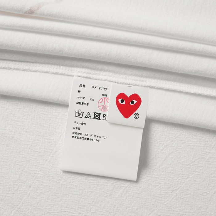 1:1 quality version Red Line Outline Big Heart Print Inner Eye Tiny Heart Embroidery Fitted Shoulder Couple Tee 29332175