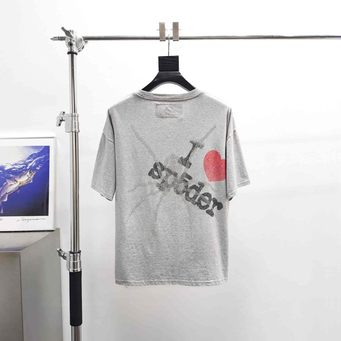 [Big & Tall for weights up to 220 lbs]1:1 quality version Love New York Heart Spider Rhinestone Print Tee 29332577