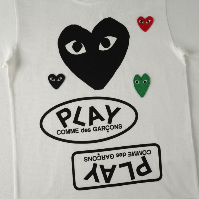 1:1 quality version Black Heart Three Tone Tiny Heart Embroidery Double Forward And Reverse Play Slogan Tee 29332544
