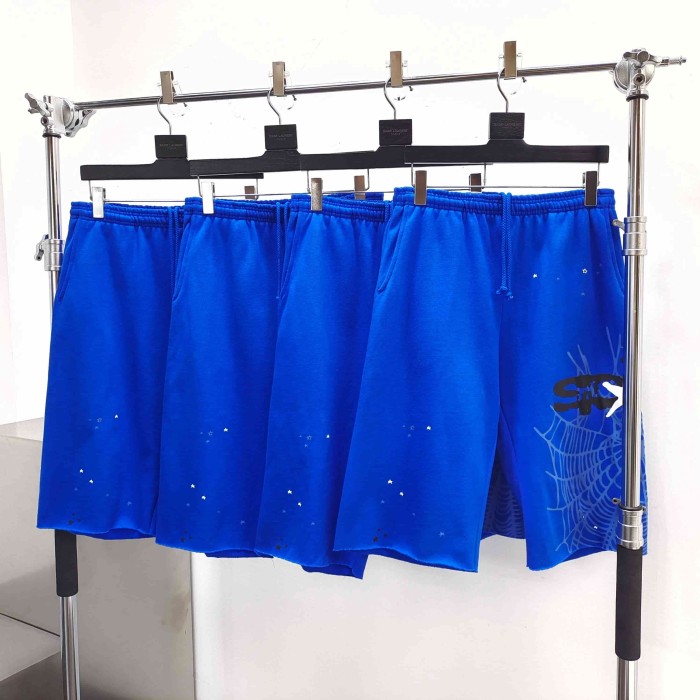 [Big & Tall for weights up to 220 lbs]1:1 quality version Graffiti Five Pointed Star Blue Mesh Zipper Hoodie & Shorts Set 29332583