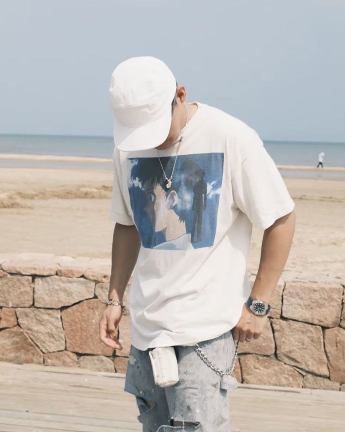EVA Shinji Ikari Blue Melancholy Silhouette Print Tee 29332165
