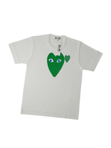 1:1 quality version Green Solid Heart Print With Blue Pupil Eyes Right Side Same Tone Mini Green Heart Embroidery Tee 29332199