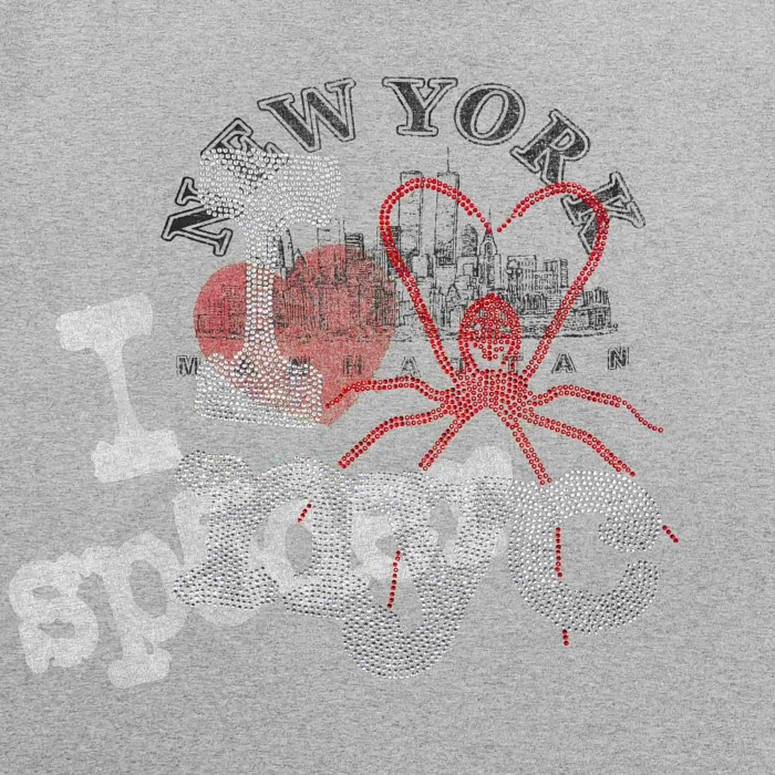 [Big & Tall for weights up to 220 lbs]1:1 quality version Love New York Heart Spider Rhinestone Print Tee 29332577