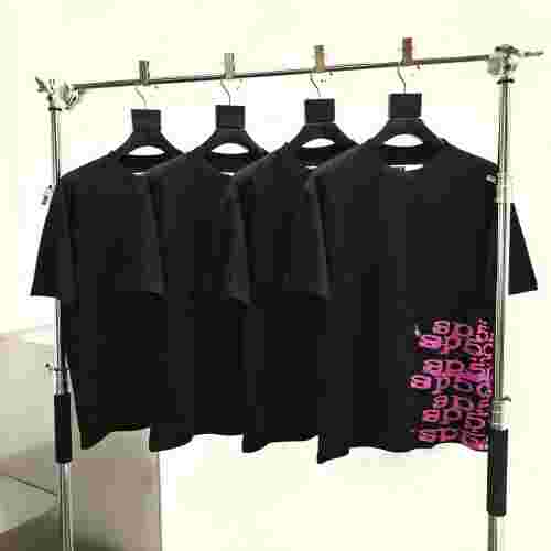 [Big & Tall for weights up to 220 lbs]1:1 quality version Side Graffiti Pink Letter Print Tee 29332578