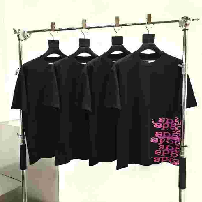 [Big & Tall for weights up to 220 lbs]1:1 quality version Side Graffiti Pink Letter Print Tee 29332578