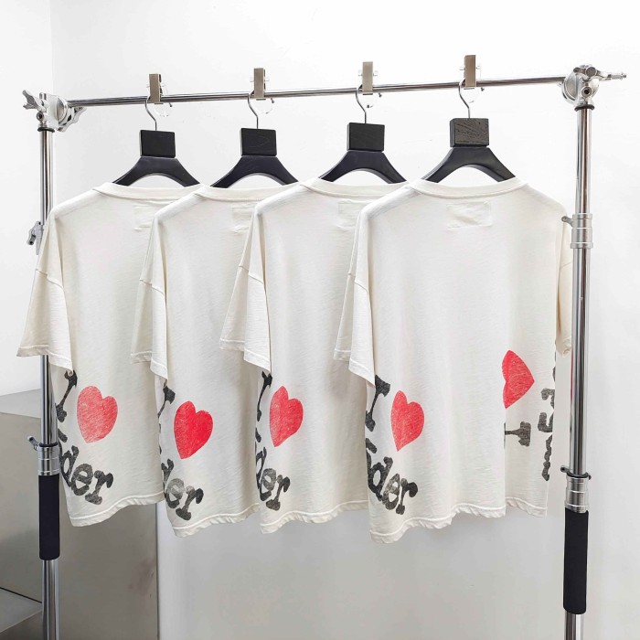 [Big & Tall for weights up to 220 lbs]1:1 quality version Rhinestone NYC Red Heart Beige Print Tee 29332580