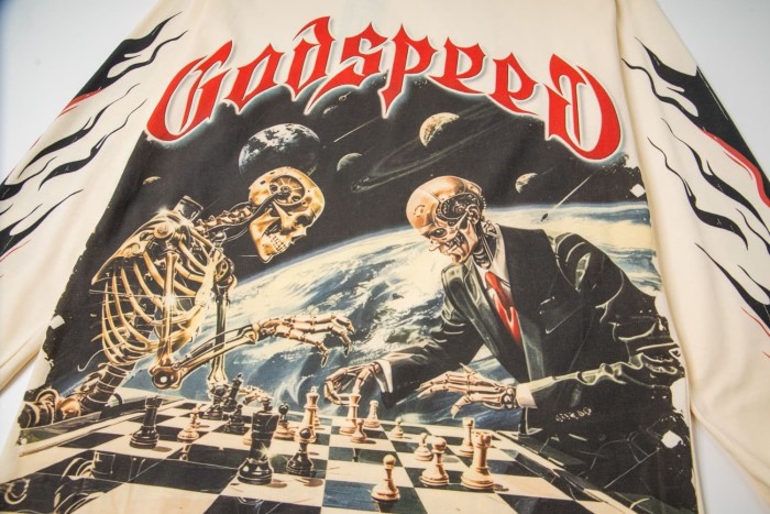 Space Skeleton Chess Match Print Long Sleeve T-Shirt 2 colors 29334420