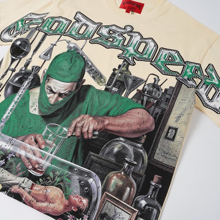Vintage Washed Gothic Streetwear Front Alchemist Surgeon Graphic Oversized Drop Shoulder T-Shirt 2 colors 29338613