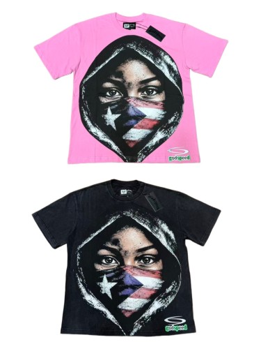 Y2K Hip Hop Streetwear Puerto Rico Flag Masked Portrait Double Sided Graphic Oversized Drop Shoulder Crew Neck T-Shirt 2 colors 29338099