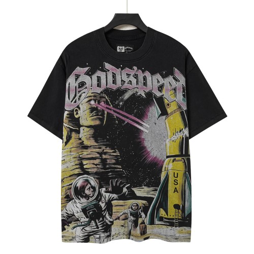 Vintage Washed American Streetwear Front Letter Sphinx Astronaut USA Rocket Space Galaxy Graphic Oversized T-Shirt 29338592