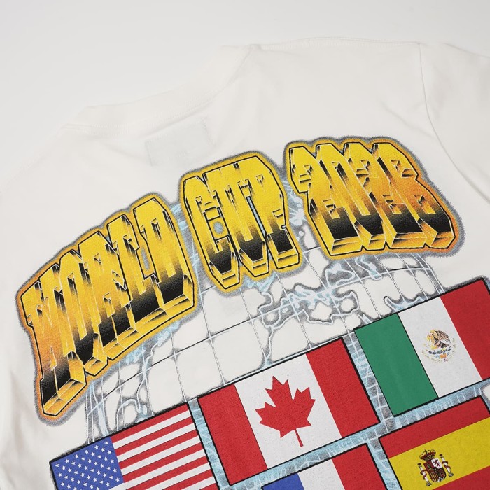 Front Golden Skull Trophy World Map Gothic Text Print Back International Team Flags Bold Gradient Font T-Shirt 2 colors 29338219