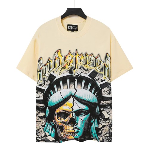Front Broken Statue Skull Portrait Graphic Back Distressed Crack Background Bold Colorful Letter Slogan Oversized T-Shirt 2 colors 29338198