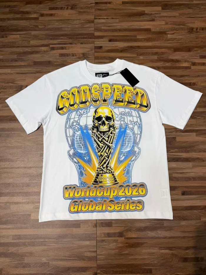 Front Golden Skull Trophy World Map Gothic Text Print Back International Team Flags Bold Gradient Font T-Shirt 2 colors 29338219