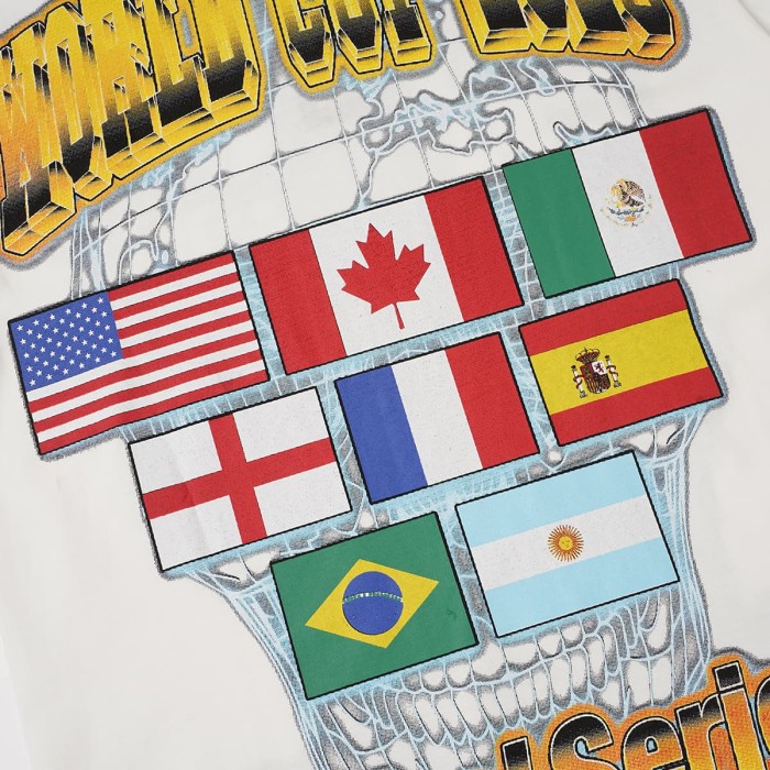 Front Golden Skull Trophy World Map Gothic Text Print Back International Team Flags Bold Gradient Font T-Shirt 2 colors 29338219