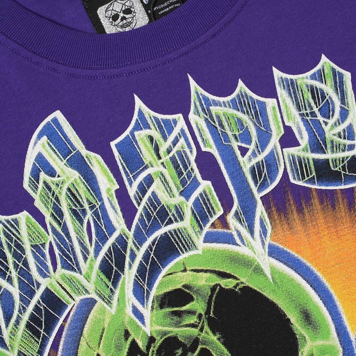 Y2K Gothic Streetwear Front Godspeed Gothic Font Glowing Green Kissing Skeleton Couple Burst Background Print T-Shirt 3 colors 29338262