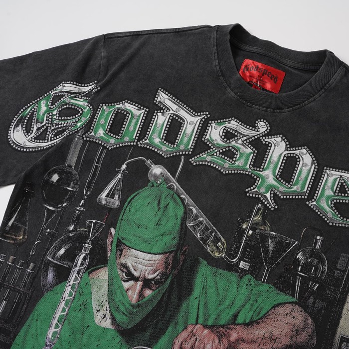 Vintage Washed Gothic Streetwear Front Alchemist Surgeon Graphic Oversized Drop Shoulder T-Shirt 2 colors 29338613