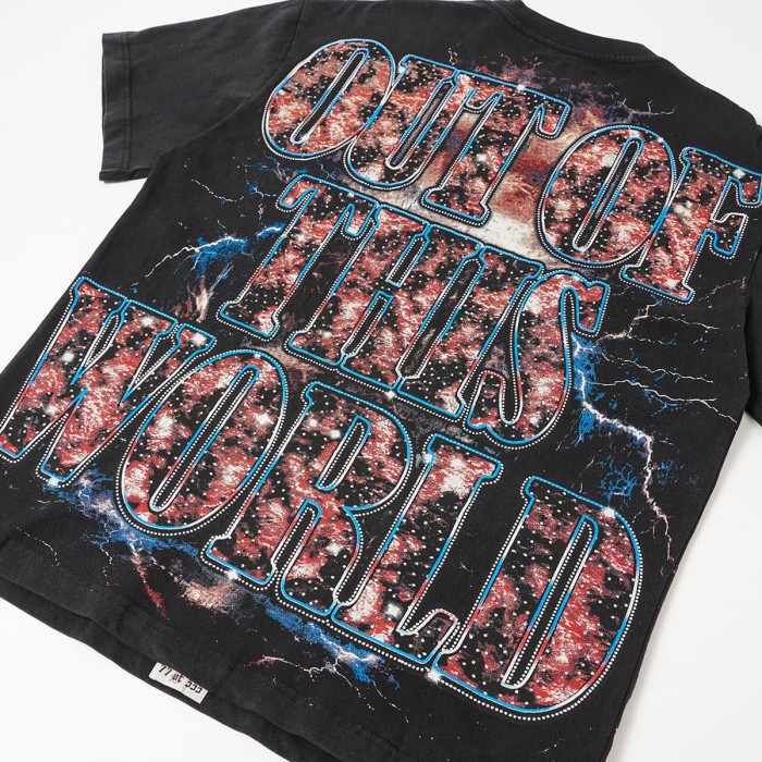 Front Thunder Galaxy Bearded Prayer Man Portrait Back Out Of This World Galaxy Letter Slogan Oversized T-Shirt 29338122