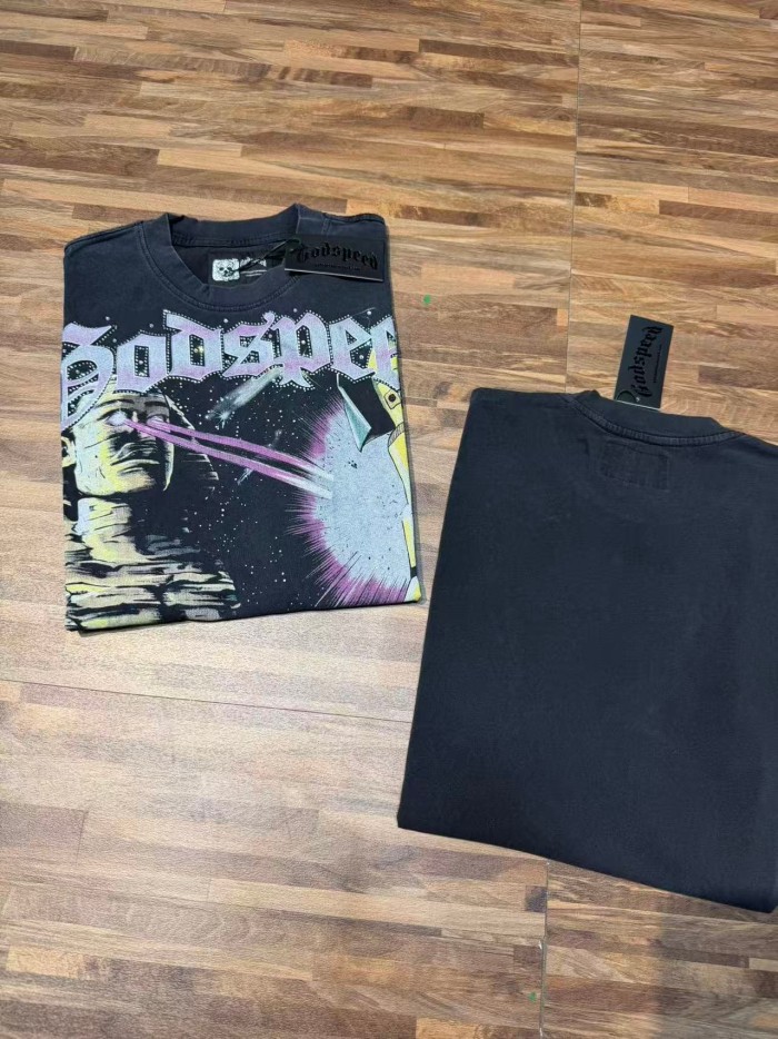Vintage Washed American Streetwear Front Letter Sphinx Astronaut USA Rocket Space Galaxy Graphic Oversized T-Shirt 29338592
