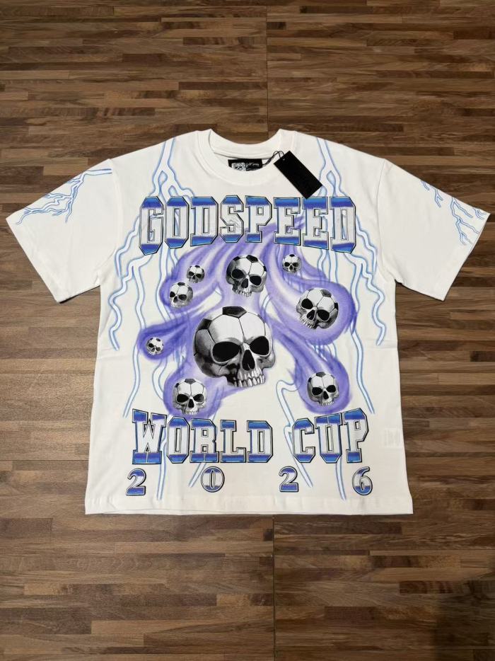 Vintage Streetwear Front Soccer Skull Lightning Print Back Skeleton Trophy National Flag Print Oversized T-Shirt 2 colors 29338411
