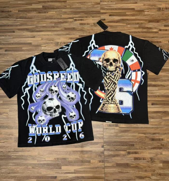 Vintage Streetwear Front Soccer Skull Lightning Print Back Skeleton Trophy National Flag Print Oversized T-Shirt 2 colors 29338411