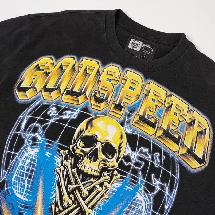 Front Golden Skull Trophy World Map Gothic Text Print Back International Team Flags Bold Gradient Font T-Shirt 2 colors 29338219