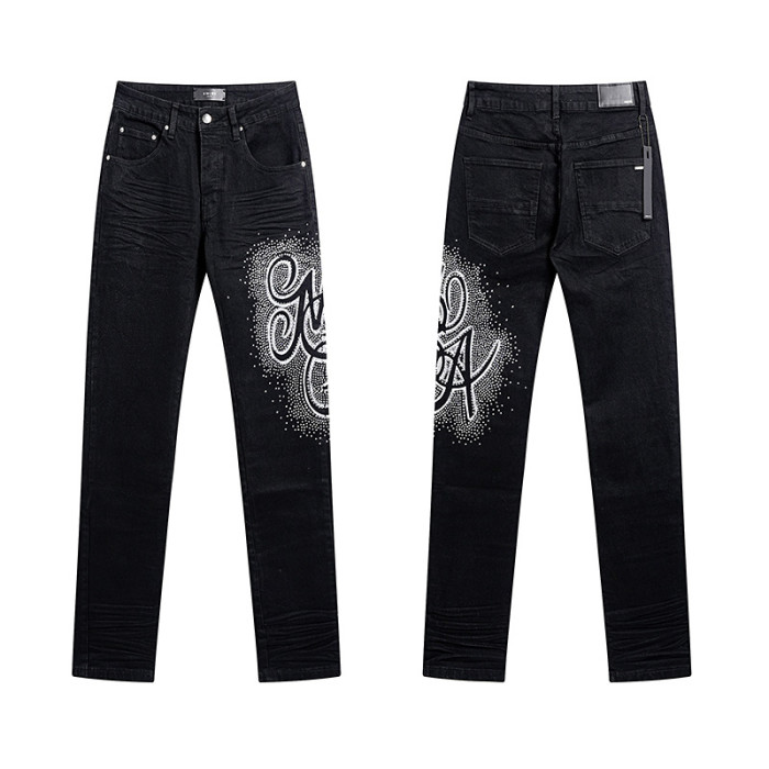 Multi Color Splash Paint Star Logo Letter Embroidery Washed Ripped Skinny Stretch Denim Jeans 14 colors 29313208