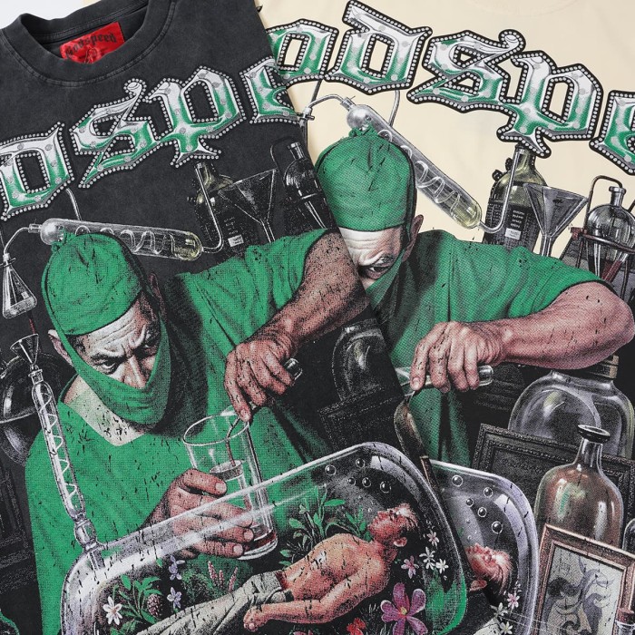 Vintage Washed Gothic Streetwear Front Alchemist Surgeon Graphic Oversized Drop Shoulder T-Shirt 2 colors 29338613