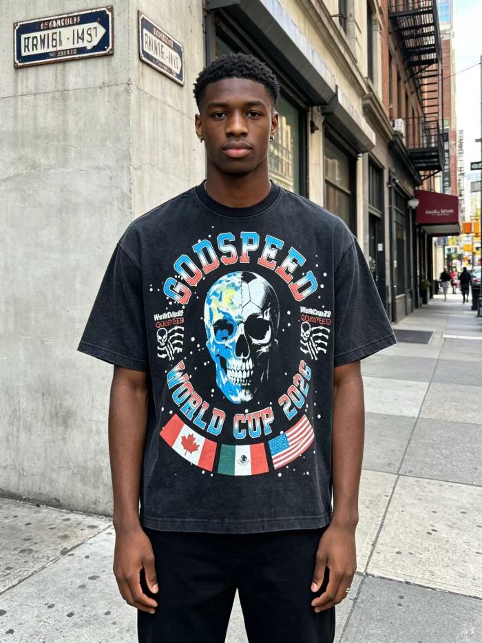 Front World Cup 2026 Globe Skull Country Flag Print Back Bone Hand Text Oversized T-Shirt 2 colors 29338585