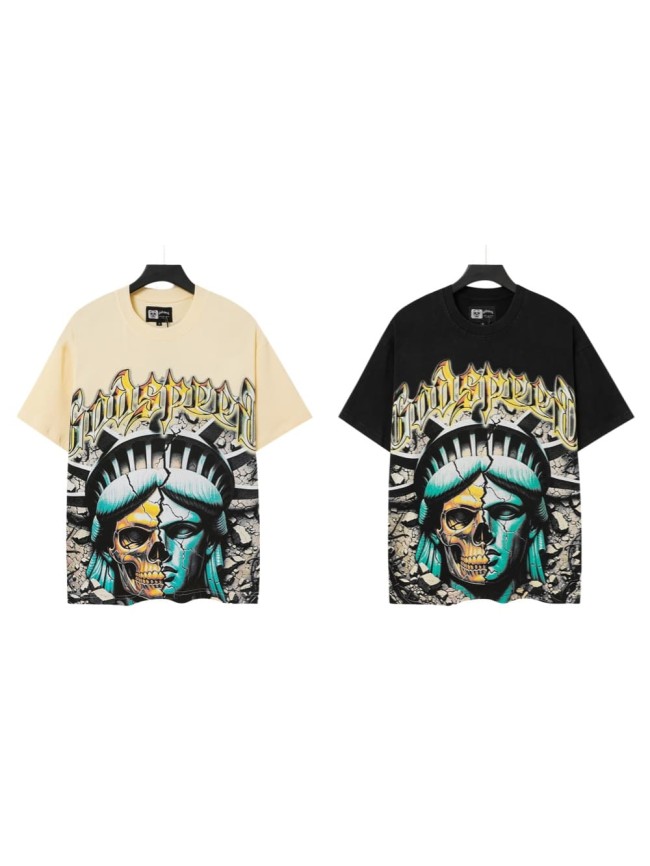 Front Broken Statue Skull Portrait Graphic Back Distressed Crack Background Bold Colorful Letter Slogan Oversized T-Shirt 2 colors 29338198