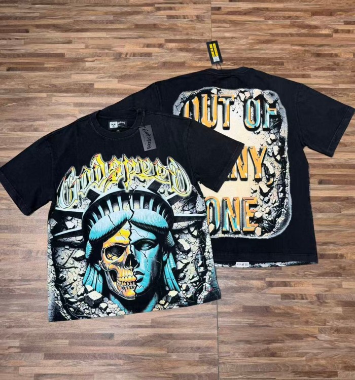 Front Broken Statue Skull Portrait Graphic Back Distressed Crack Background Bold Colorful Letter Slogan Oversized T-Shirt 2 colors 29338198