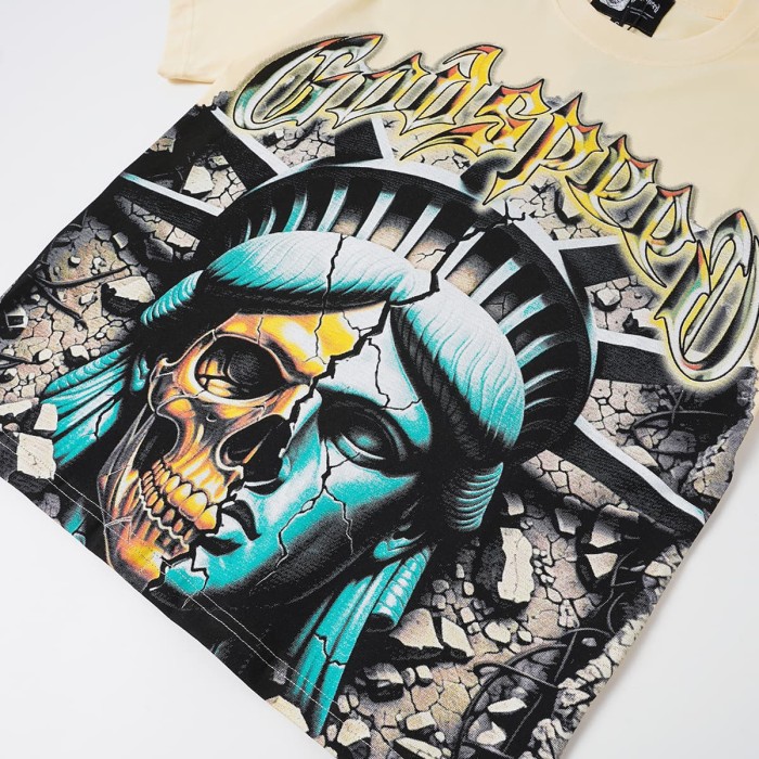 Front Broken Statue Skull Portrait Graphic Back Distressed Crack Background Bold Colorful Letter Slogan Oversized T-Shirt 2 colors 29338198