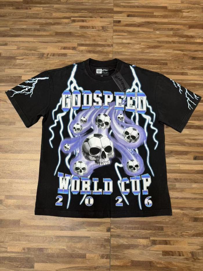 Vintage Streetwear Front Soccer Skull Lightning Print Back Skeleton Trophy National Flag Print Oversized T-Shirt 2 colors 29338411