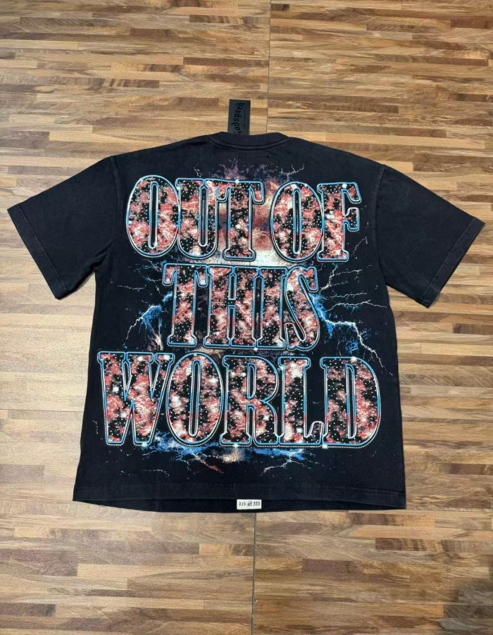 Front Thunder Galaxy Bearded Prayer Man Portrait Back Out Of This World Galaxy Letter Slogan Oversized T-Shirt 29338122