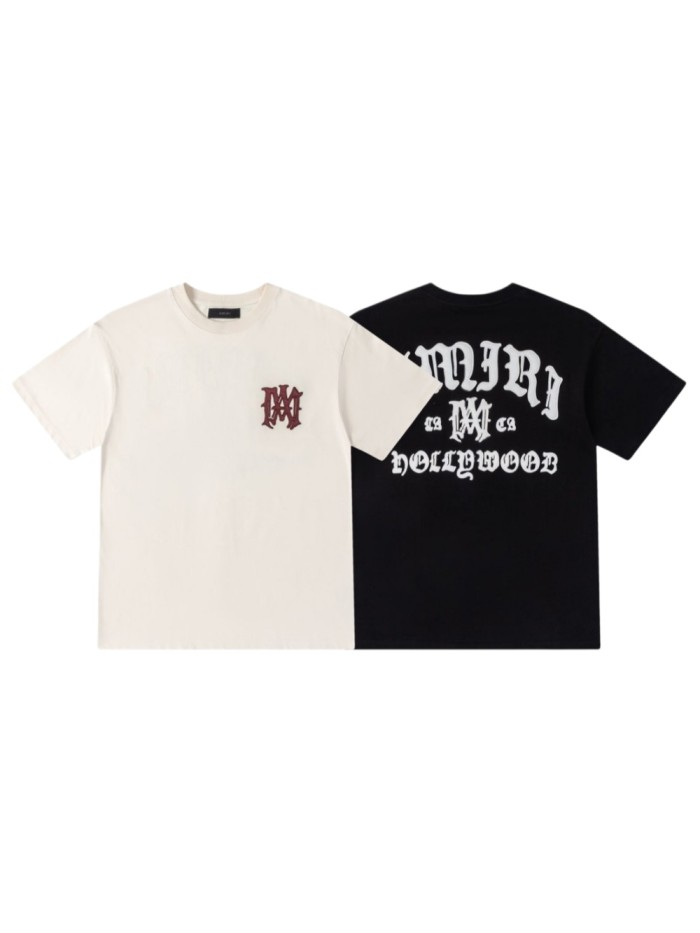 High Street Hip Hop Front Chest Embroidered Logo Back Gothic Letter Print Oversized Tee 2 colors 29338647