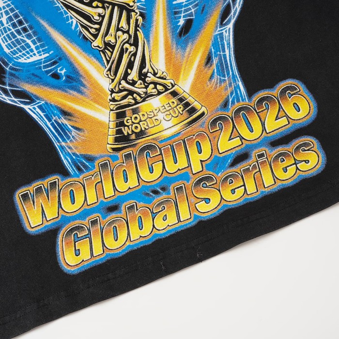 Front Golden Skull Trophy World Map Gothic Text Print Back International Team Flags Bold Gradient Font T-Shirt 2 colors 29338219