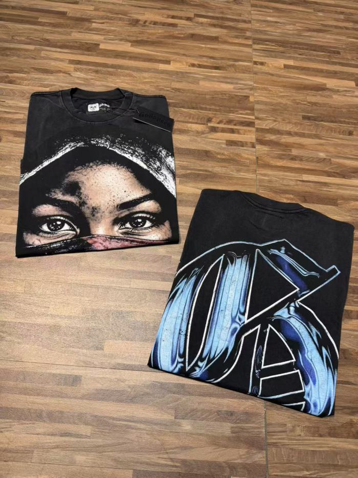 Y2K Hip Hop Streetwear Puerto Rico Flag Masked Portrait Double Sided Graphic Oversized Drop Shoulder Crew Neck T-Shirt 2 colors 29338099