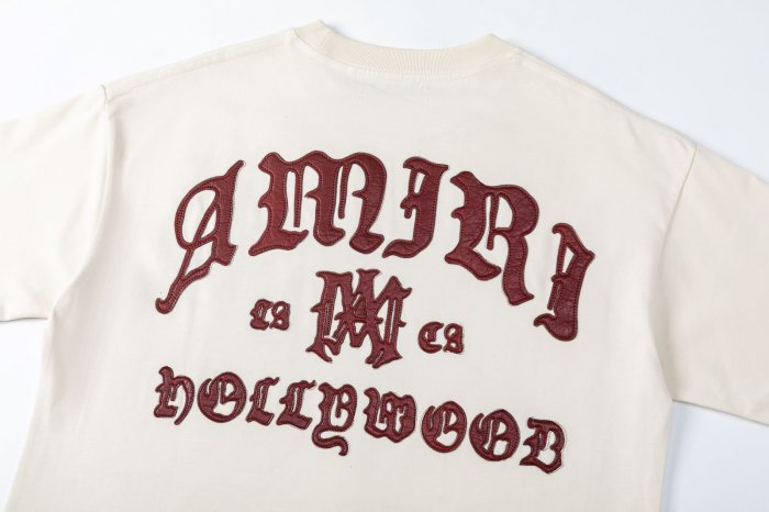High Street Hip Hop Front Chest Embroidered Logo Back Gothic Letter Print Oversized Tee 2 colors 29338647